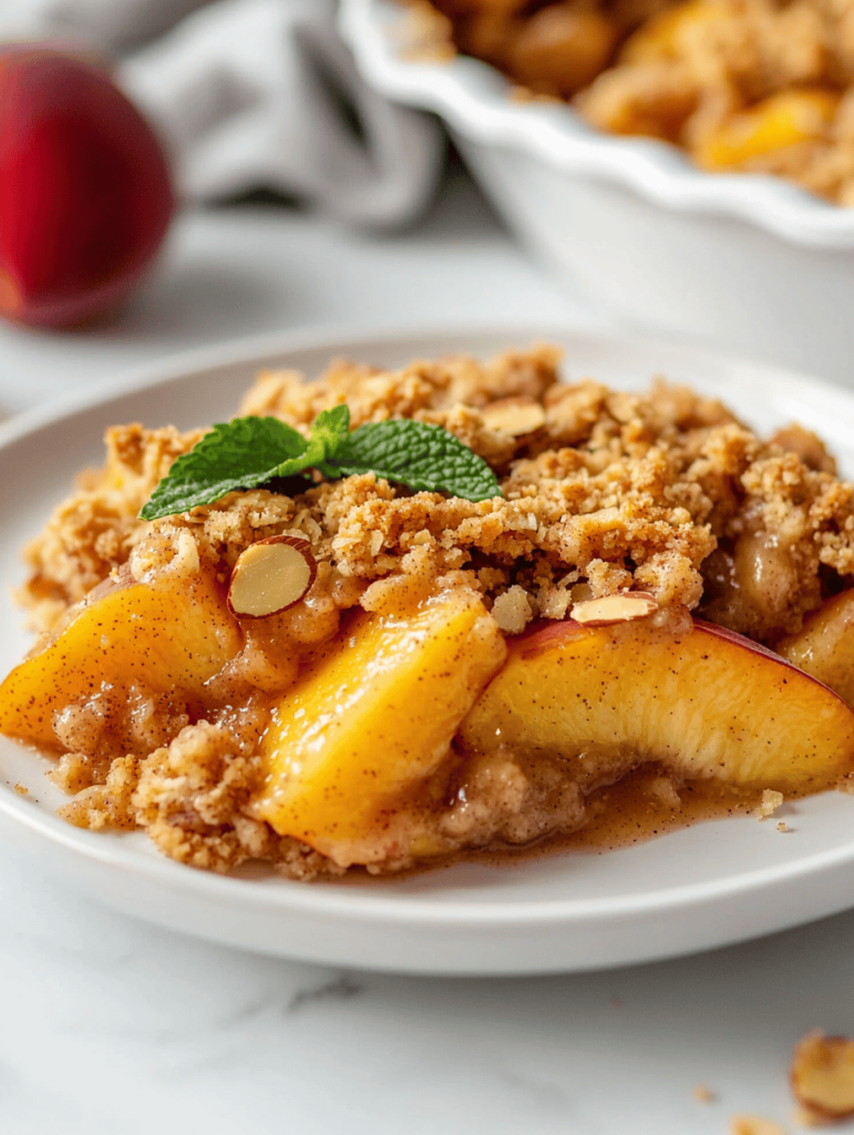 Peach Crumble with a Hidden Secret: The Spiced Almond Twist