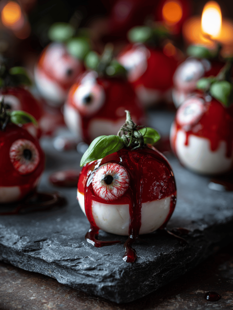 Spooky Charm: Halloween Eyeball Caprese Bites That Surprise and Delight